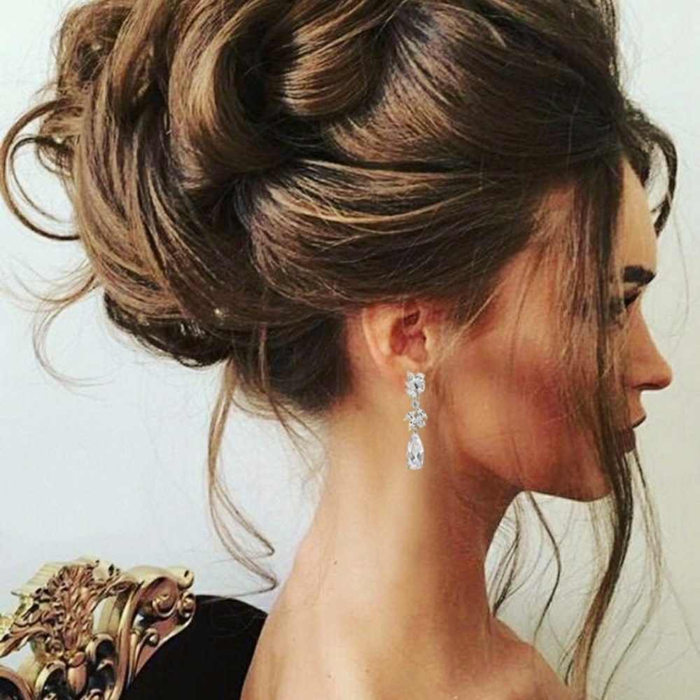 Crystal Bridal Bridesmaid Teardrop Dangle Earrings
